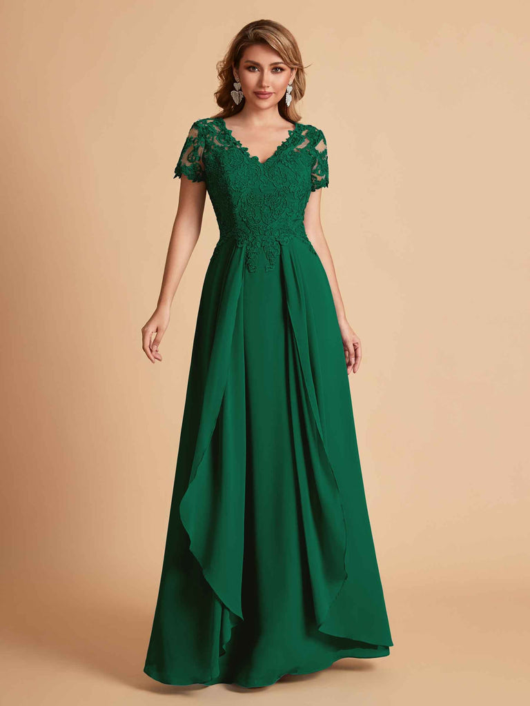 Robe en mousseline de soi col en V haut en dentelle