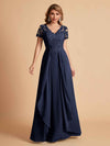 Robe en mousseline de soi col en V haut en dentelle