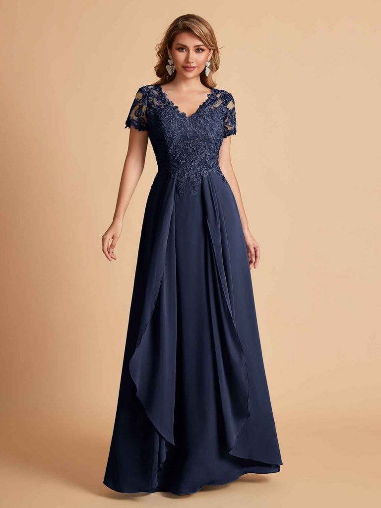 Robe en mousseline de soi col en V haut en dentelle