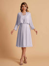 Robe de mère de la mariée courte et élégante en mousseline de soie trapèze