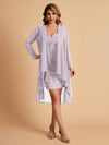 Robe de mère courte et élégante en mousseline de soie