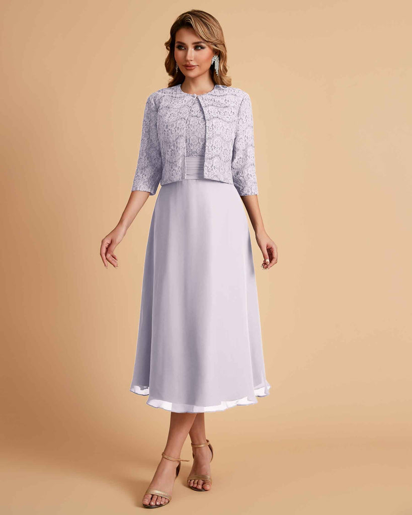 A-ligne sans manches Robe de mère de la mariée élégante longueur thé