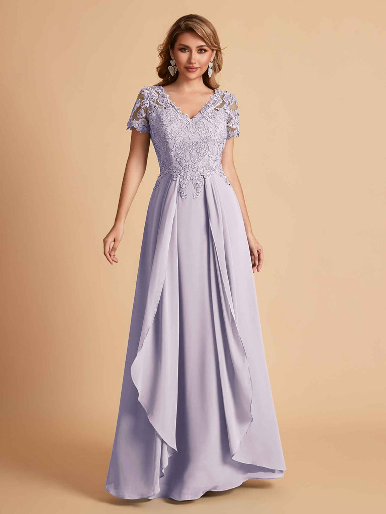 Robe en mousseline de soi col en V haut en dentelle