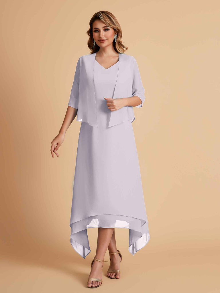 Robes de mère de la mariée élégantes en mousseline à manches courtes