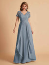 Robe en mousseline de soi col en V haut en dentelle