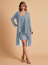 Robe de mère courte et élégante en mousseline de soie