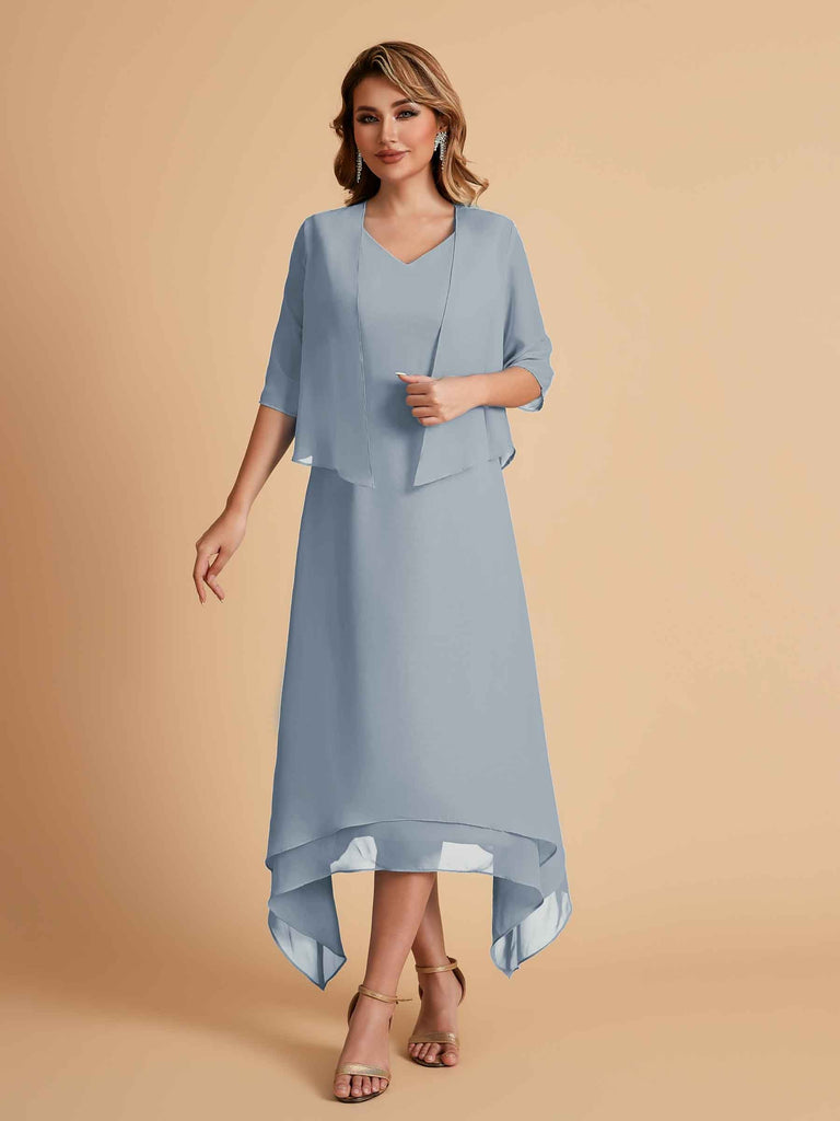 Robes de mère de la mariée élégantes en mousseline à manches courtes