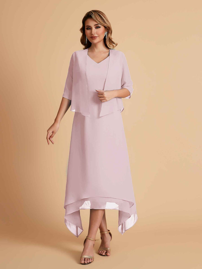 Robes de mère de la mariée élégantes en mousseline à manches courtes