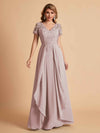 Robe en mousseline de soi col en V haut en dentelle
