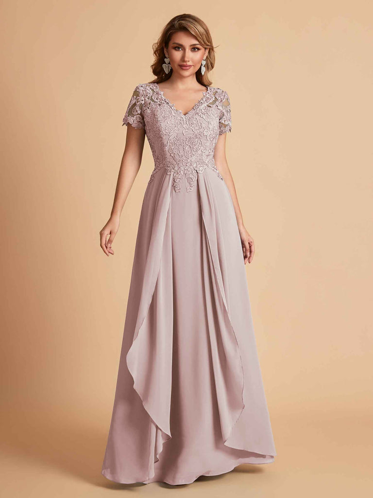 Robe en mousseline de soi col en V haut en dentelle