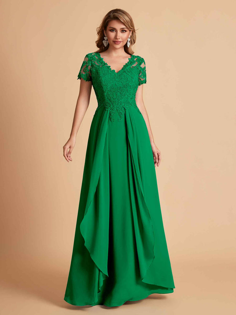 Robe en mousseline de soi col en V haut en dentelle
