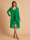Robe de mère courte et élégante en mousseline de soie