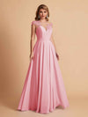robes d'invitées de mariage en mousseline haut en dentelle illusion col en V