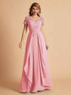 Robe en mousseline de soi col en V haut en dentelle