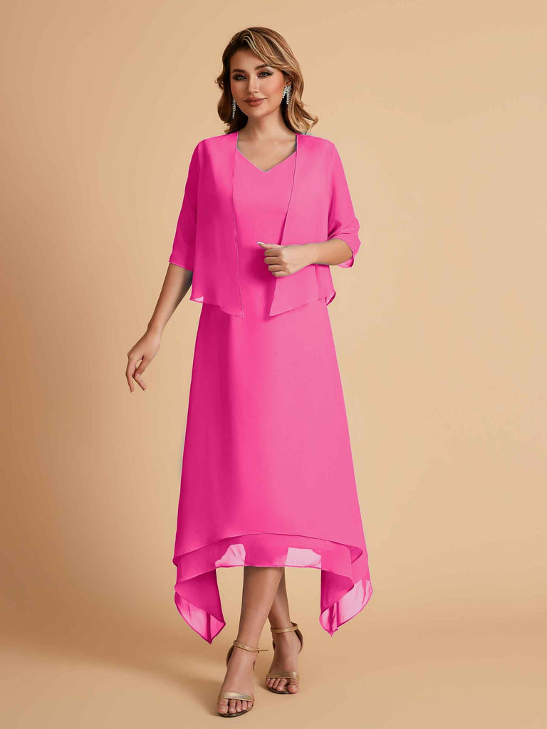Robes de mère de la mariée élégantes en mousseline à manches courtes