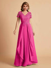 Robe en mousseline de soi col en V haut en dentelle