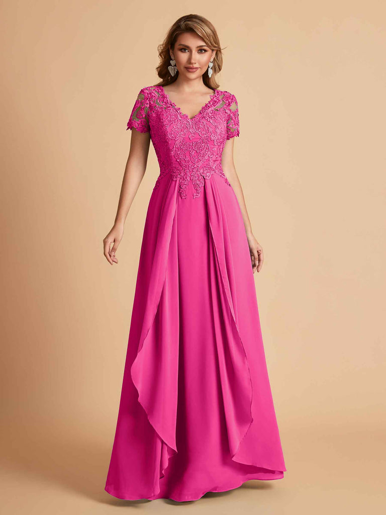 Robe en mousseline de soi col en V haut en dentelle