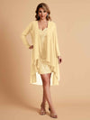 Robe de mère courte et élégante en mousseline de soie