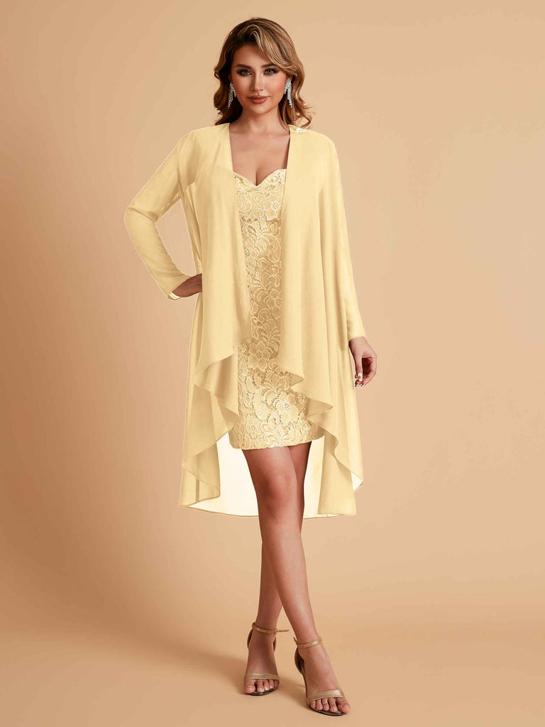Robe de mère courte et élégante en mousseline de soie