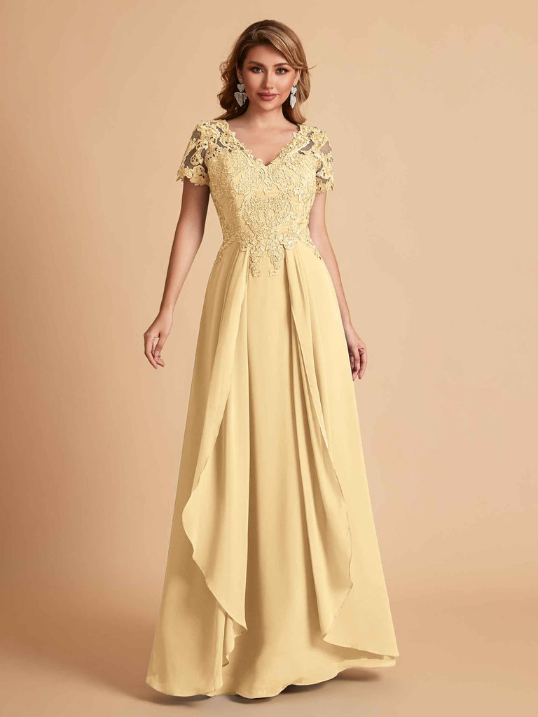 Robe en mousseline de soi col en V haut en dentelle