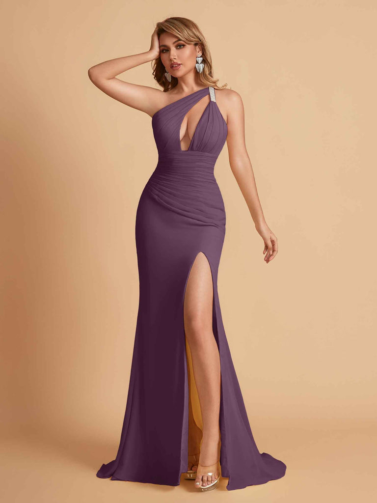Robe sexy sirène à une épaule longueur au sol robe de soirée de mariée