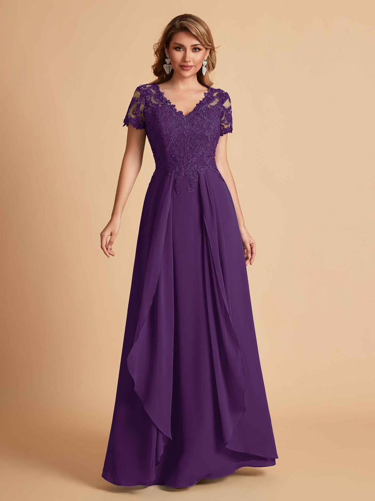 Robe en mousseline de soi col en V haut en dentelle