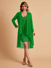 Robe de mère courte et élégante en mousseline de soie