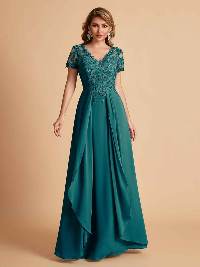 Robe en mousseline de soi col en V haut en dentelle