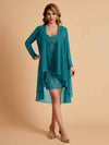 Robe de mère courte et élégante en mousseline de soie