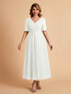 Robes de mère de la mariée élégantes manches mi-longues et col en V