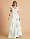Robe en mousseline de soi col en V haut en dentelle