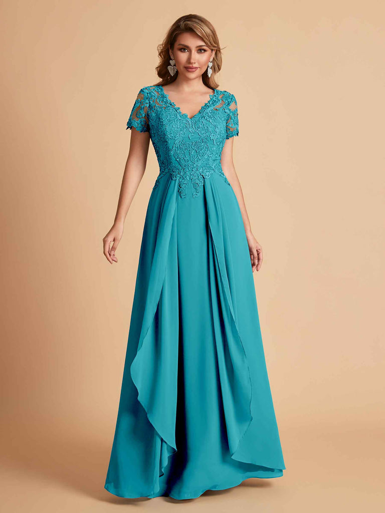 Robe en mousseline de soi col en V haut en dentelle