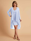 Robe de mère courte et élégante en mousseline de soie