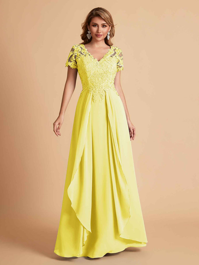Robe en mousseline de soi col en V haut en dentelle