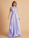 Robe en mousseline de soi col en V haut en dentelle