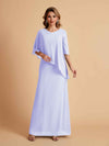 Robes élégantes en mousseline de soie manches mi-longues et col en V