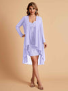 Robe de mère courte et élégante en mousseline de soie