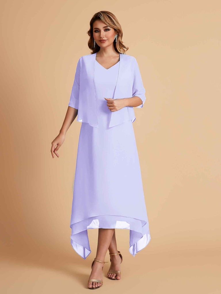 Robes de mère de la mariée élégantes en mousseline à manches courtes