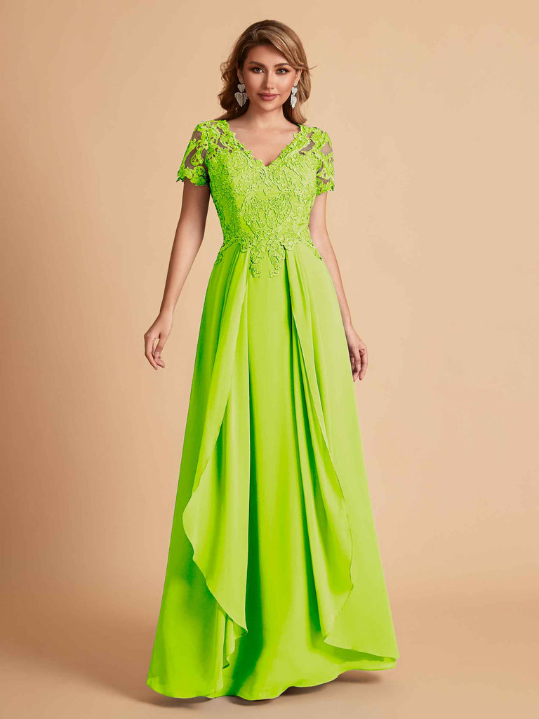 Robe en mousseline de soi col en V haut en dentelle
