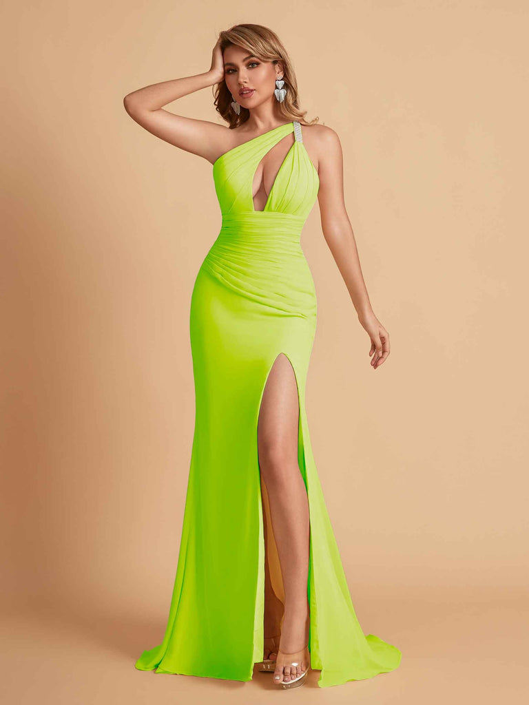 Robe sexy sirène à une épaule longueur au sol robe de soirée de mariée