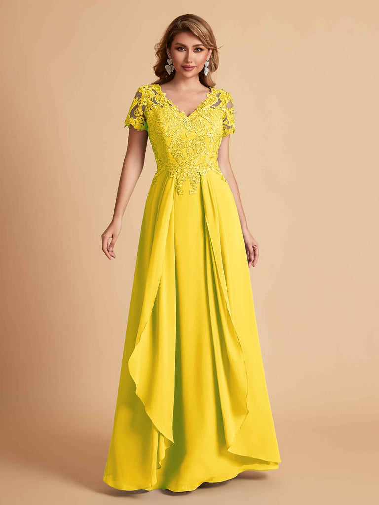 Robe en mousseline de soi col en V haut en dentelle