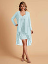 Robe de mère courte et élégante en mousseline de soie