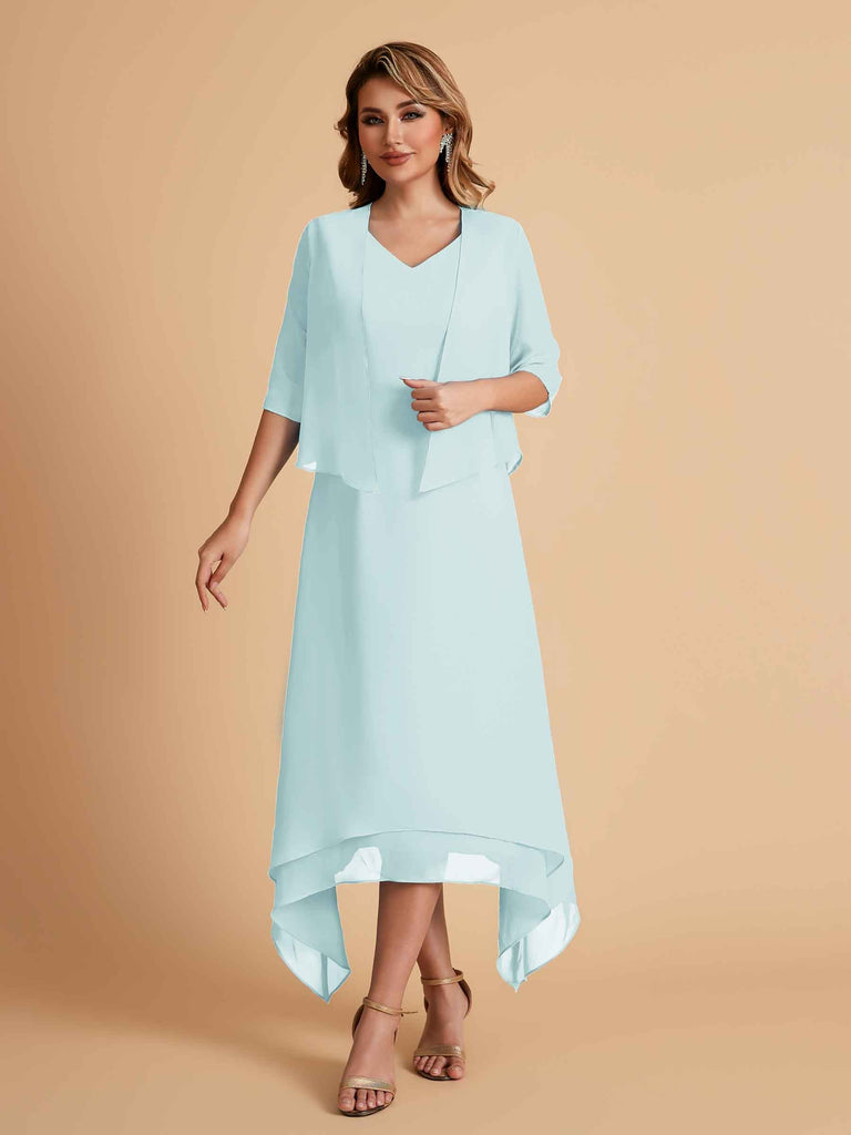 Robes de mère de la mariée élégantes en mousseline à manches courtes