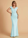Robe de mère de la mariée col en V élégante en mousseline manches courtes