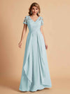 Robe en mousseline de soi col en V haut en dentelle
