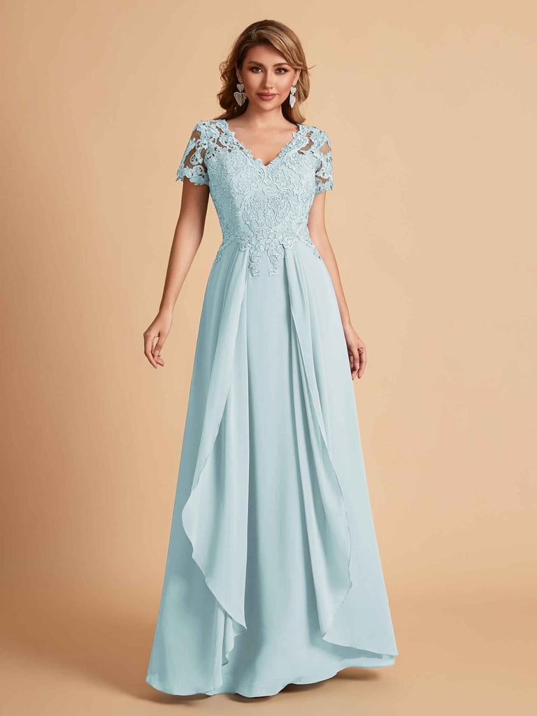 Robe en mousseline de soi col en V haut en dentelle
