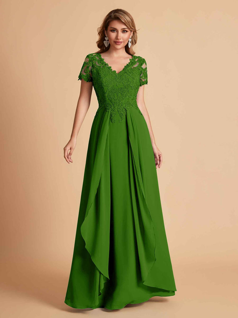 Robe en mousseline de soi col en V haut en dentelle