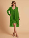 Robe de mère courte et élégante en mousseline de soie