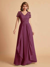 Robe en mousseline de soi col en V haut en dentelle