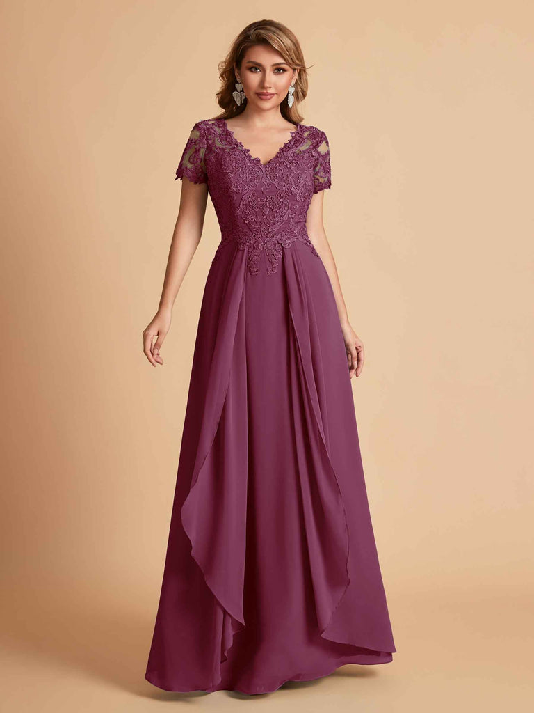 Robe en mousseline de soi col en V haut en dentelle